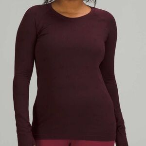 Lululemon Swiftly Tech Long Sleeve Shirt Yogo Pop Cassis / Black Size 10 EUC